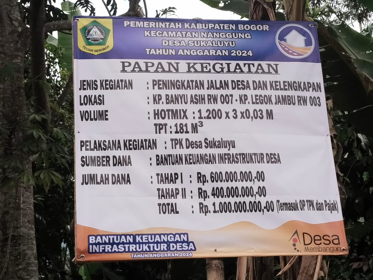 Desa Sukaluyu Kec Nanggung Realisasikan Program Bankeu (Samisade) Anggaran Tahun 2024 di Tiga Titik Pembangunan