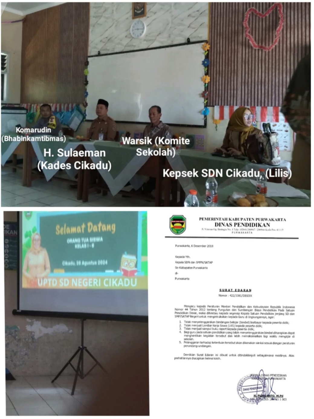 Takut Terbongkar Praktek Pungli nya, Saat Rapat Wali Murid, Staf Redaksi Penajournalis yang juga Wali Murid di Keluarkan dari Ruangan Rapat oleh Bhabinkamtibmas