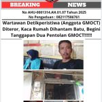 Wartawan Detikperistiwa Diteror, Kaca Rumah Dihantam Batu, Begini Tanggapan Dua Pentolan GMOCT!!!!!!