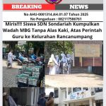 Miris!!!! Siswa SDN Sondariah Kumpulkan Wadah MBG Tanpa Alas Kaki, Atas Perintah Guru ke Kelurahan Rancanumpang